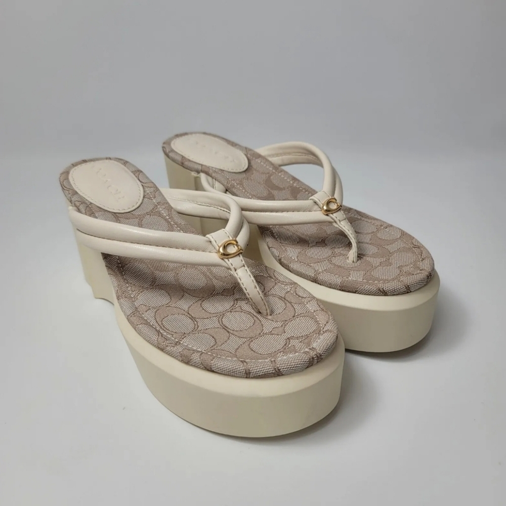 COACH Womens Franki Leathers Platform Flip Flops. - Picture 11 of 16